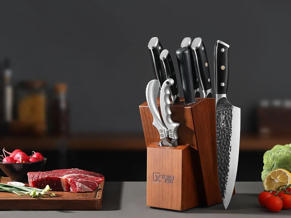 9 Pieces Knife Set with Block - XCHIEF PROKnife Set