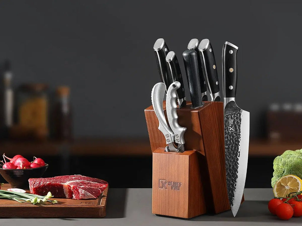 9 Pieces Knife Set with Block - XCHIEF PROKnife Set